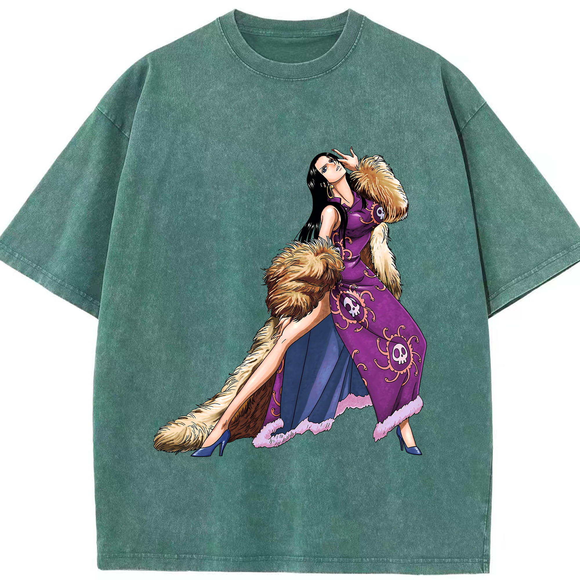 ワンピース ボア・ハンコック ONE PIECE Boa·Hancock 綿100% ヴィンテージ風 半袖Tシャツ（フロントプリント）